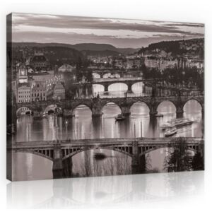 Postershop Obraz na plátně: Praha (černobílá) - 75x100 cm