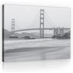 Postershop Obraz na plátně: Golden Gate Bridge (černobílý) - 75x100 cm