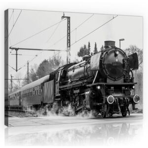 Postershop Obraz na plátně: Parní lokomotiva (černobílé) - 75x100 cm