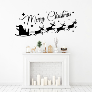 Merry Christmas Santa II. - samolepka na zeď Černá 100 x 40 cm