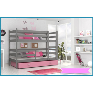 Dětská patrová postel JACEK B COLOR - růžová barva