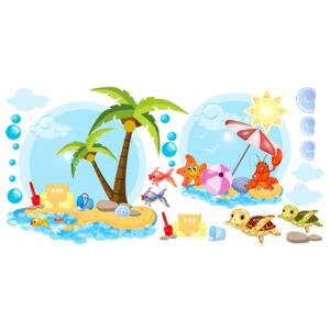 Nálepka na zeď pro děti Prázdninová pláž 100x50cm NK3499A_1GD
