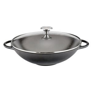 Küchenprofi Litinový wok PROVENCE s poklicí černý 30 cm