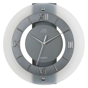 Luxusní skleněné tmavé nástěnné hodiny JVD N12.1