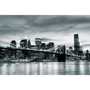 Postershop Fototapeta vliesová: Brooklyn Bridge (černobílý) - 184x254 cm