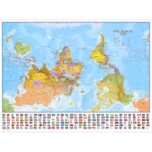 Politická nástěnná mapa světa Upside down 136 x 100 cm - lamino + lišty