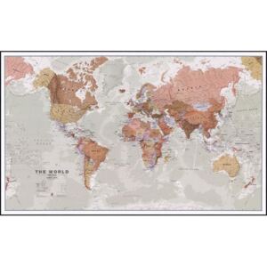 Politická nástěnná mapa světa Executive 136 x 84 cm - hliníkový rám - černý