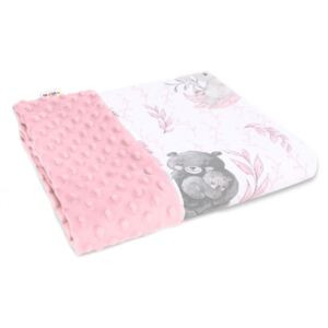 Baby Nellys Bavlněná deka s Minky 100x75cm, LULU natural, růžová