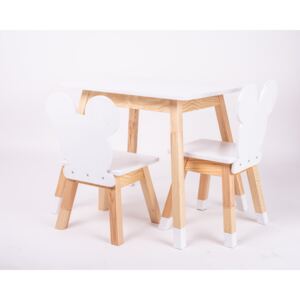 ELIS DESIGN Set rostoucího nábytku (stoleček + 2 židličky) myšák barva: lakované nohy, bílé desky