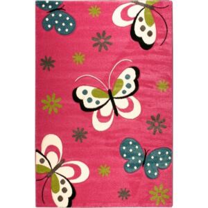 Merinos Turecko | Dětský kusový koberec Diamond Kids 772-17 motýlci - růžový - 80x150 cm (cena za ks)