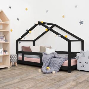 Benlemi Dětská postel domeček Lucky 120x180 cm s bočnicí Barva: Černá