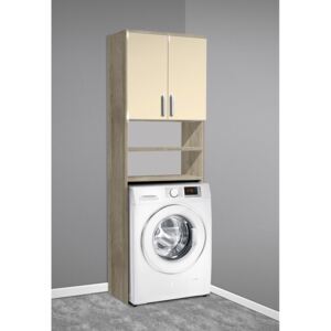 Nabytekmorava Vysoká koupelnová skříňka nad pračku K20 barva skříňky: dub stříbrný, barva dvířek: jasmín lesk