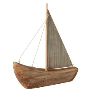 Dekorace přírodní dřevěná loďka - 28*6*35 cm