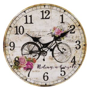 Vintage nástěnné hodiny s bicyklem – Ø 30*3 cm / 1*AA