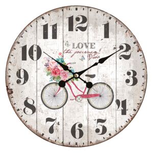 Vintage nástěnné hodiny Love Paris – Ø 34*4 cm / 1*AA