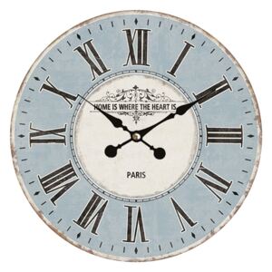 Modré nástěnné hodiny s římskými číslicemi Paris – Ø 34*4 cm / 1*AA