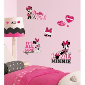 Samolepky Disney. Obrázky Minnie Mouse miluje růžovou