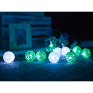 Dekorační světelný řetěz – bavlněné zelené míčky