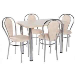 Jídelní set 4 židle + obdélníkový stůl 60 x 100 cm - široký výběr barev vanilka - 18D