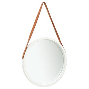Nástěnné zrcadlo Mission s popruhem - 50 cm | bílé