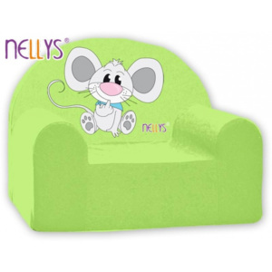 NELLYS Dětské křeslo Nellys - Myška v zeleném