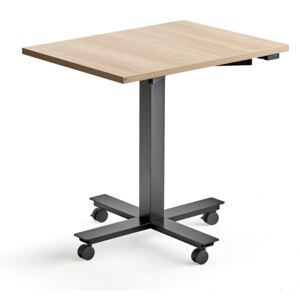 AJ Produkty Psací stůl Modulus, s kolečky, 800x600 mm, černý rám, dub