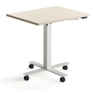 AJ Produkty Psací stůl Modulus, s kolečky, 800x600 mm, bílý rám, bříza