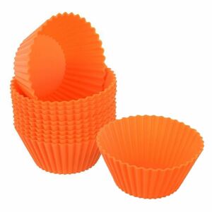 Silikonové košíčky na muffiny - cupcake formička 12 ks (5,5 x 2,5 cm) - hnědé,oranžové - ORION domácí potřeby
