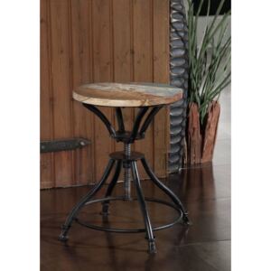 INDUSTRY židle/-taburet, litina a staré dřevo