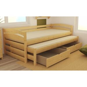 Dětská dřevěná postel se zábranou přistýlkou DPV012 v mnoha barvách