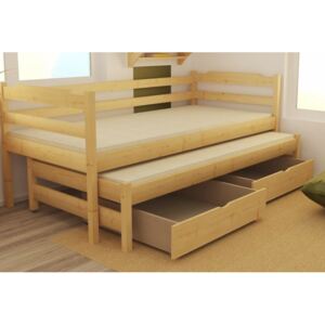Dětská dřevěná postel se zábranou přistýlkou DPV014 v mnoha barvách