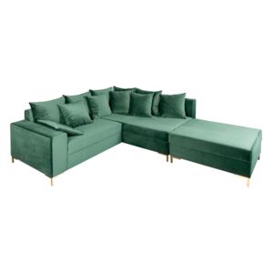 Rohová sedačka LOFT 220 CM zelená s taburetem Nábytek | Obývací pokoj | Sedací soupravy | Sedačky