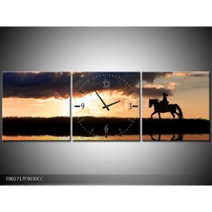 Obraz jezdce na koni při západu slunce (F002717F9030CC)