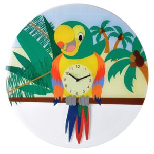 Dětské Nástěnné kyvadlové hodiny papoušek Lorre 43 cm - NEXTIME
