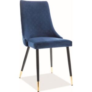 Casarredo Designová jídelní židle PIANO velvet modrá/kov černá/zlatá