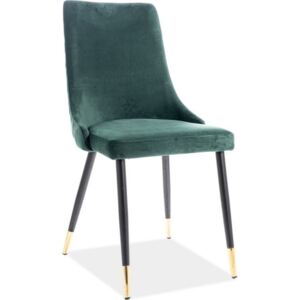 Casarredo Designová jídelní židle PIANO velvet zelená/kov černá/zlatá