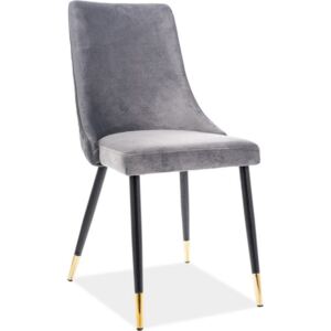 Casarredo Designová jídelní židle PIANO velvet šedá/kov černá/zlatá