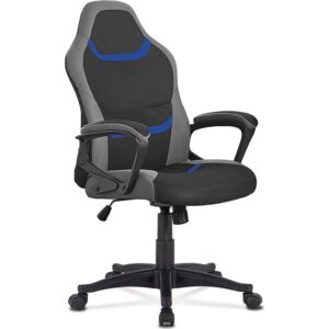 Autronic Kancelářská židle, potah - kombinace černé, šedé a modré látky, houpací mech. KA-L611 BLUE