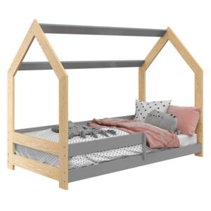 Dětská postel Domek 80x160 cm D5 + rošt a matrace ZDARMA - dub sonoma - šedá