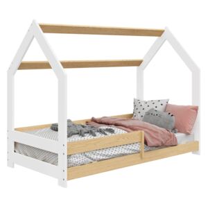 Dětská postel Domek 80x160 cm D5 + rošt a matrace ZDARMA - bílá - dub sonoma