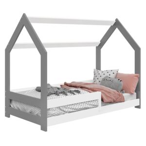 Dětská postel Domek 80x160 cm D5 + rošt a matrace ZDARMA - šedá / bílá