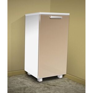 Nabytekmorava Koupelnová skříňka s košem na prádlo K18 barva skříňky: bílá 113, barva dvířek: káva lesk