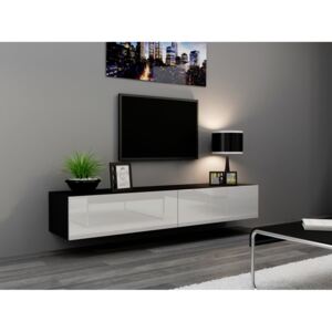 Televizní stolek VIGO 180. černo/bílý (Moderní závěsný televizní stolek)
