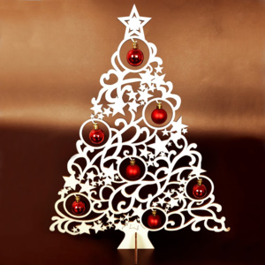 Vánoční strom s červenými ozdobami, 47cm, stojící - Amadea 85318