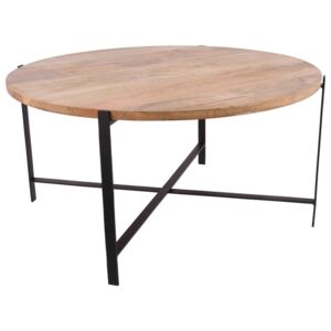 Kovový konferenční stůl Malmo s dřevěnou deskou - Ø80 * 40cm