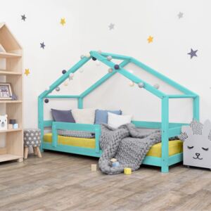 Benlemi Dětská postel domeček Lucky 120x180 cm s bočnicí Barva: Tyrkysová
