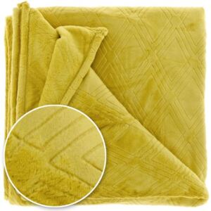 UniqueLiving Heboučká deka s geometrickým vzorem Auke ve žluté - 150x200cm