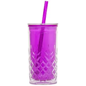 Plastový pohár s brčkem fialový 0,47l - Aladdin