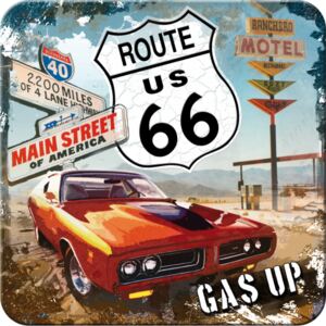 Nostalgic Art Sada podtácků 2 - Route 66 (Červené Auto) 9x9 cm