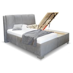 Vysoká čalouněná postel s úložným prostorem GUVERNÉR , 160x200 cm, EB - mikroplyš